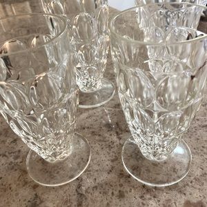 Vintage Pressed Glass Ice Tea Ice Cream Soda Set 4